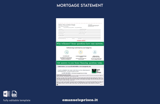 estratto conto ipotecario della Banca d'Africa in stile verificato nei formati 1